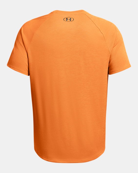 Herenshirt UA Tech™ Textured met korte mouwen, Orange, pdpMainDesktop image number 4